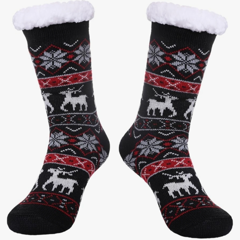 Cozy Black and Red Winter Christmas Socks - NWT
